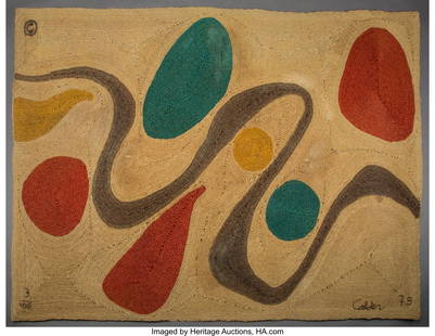 After Alexander Calder (American, 1898-1976) 'Tu: After Alexander Calder (American, 1898-1976) 'Turquoise' Tapestry, 1975, CAC Publications/Bon Art Handwoven and dyed maguey fiber 56-1/2 x 85 inches