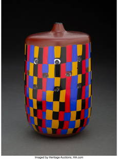 Yoichi Ohira (Japanese, b. 1946) Mosaico from th: Yoichi Ohira (Japanese, b. 1946) Mosaico from the 'Pasta Vitrae' series, 1999 Hand-blown glass canes with murrine, partial ground surface 7-7/8 inches