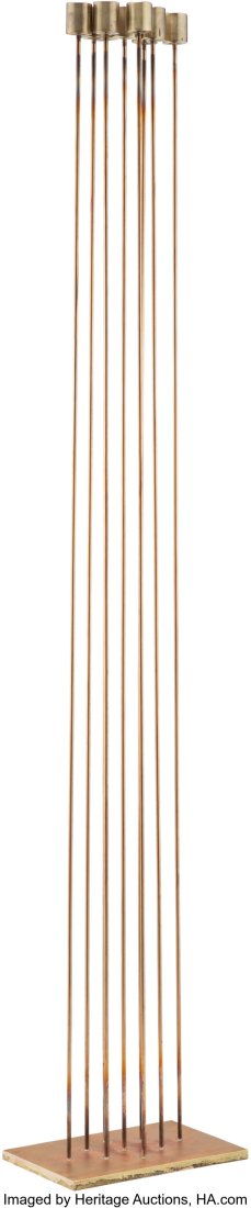 Val Bertoia (American, b. 1949) B-2560, Sounds R: Val Bertoia (American, b. 1949) B-2560, Sounds Reach All From Rods So Tall, 2022 Nine heavy brass tops silvered to beryllium copper rods silvered to brass base 61-1&