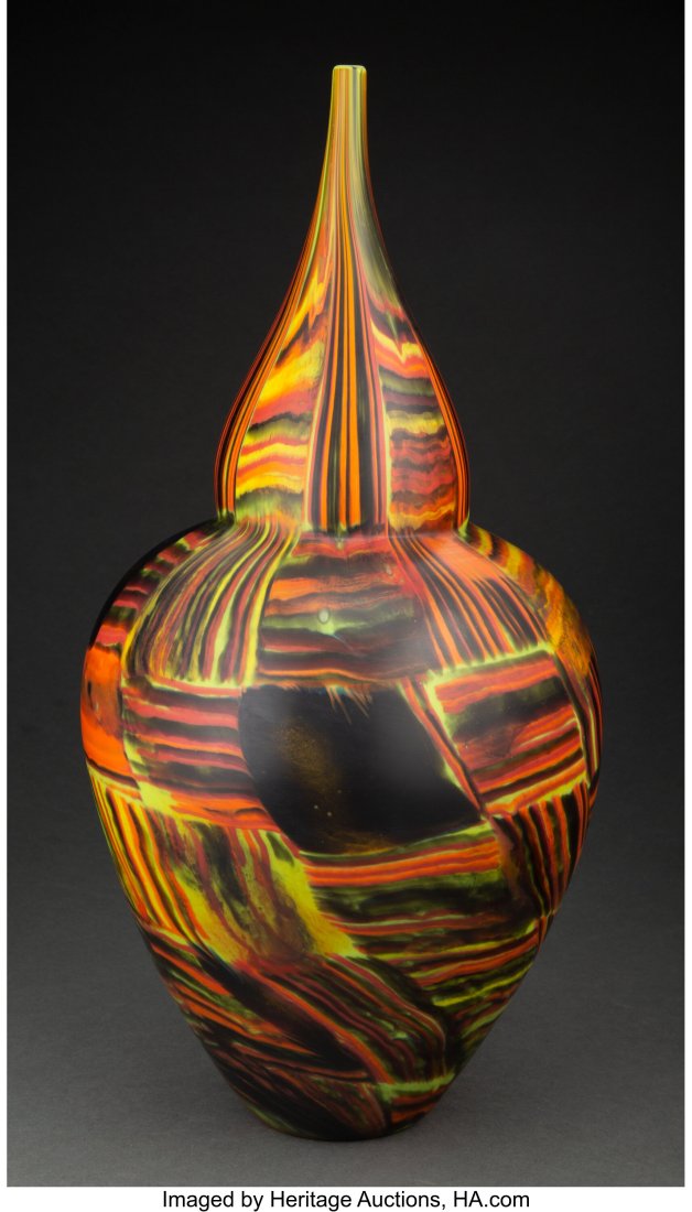 Michele Burato (Italian, b. 1957) Gourd-shaped V: Michele Burato (Italian, b. 1957) Gourd-shaped Vase, 2001 Blown glass 18-1/4 x 8-1/2 inches (47.0 x 22.2 cm) Etched to base Michele Burato&