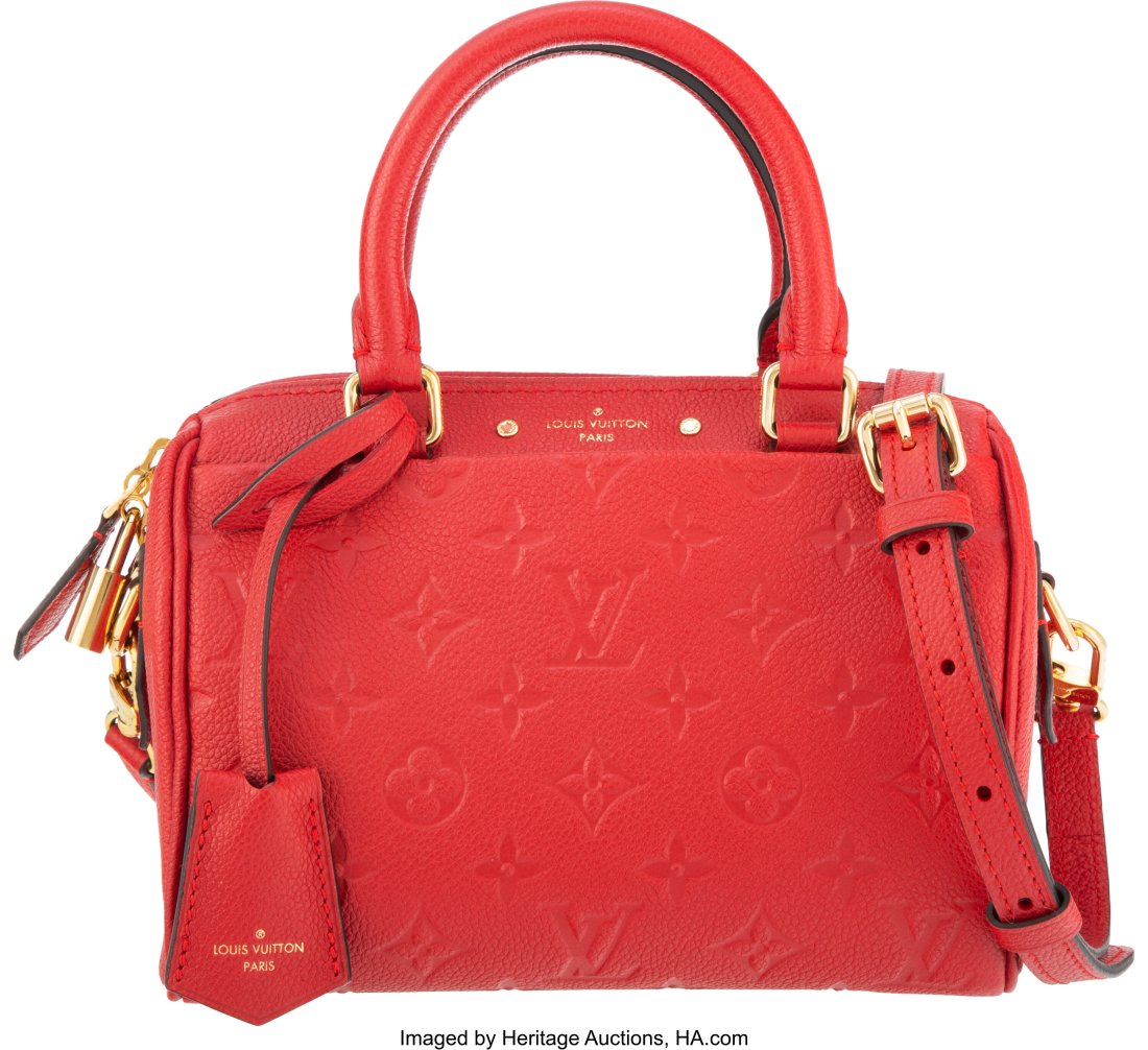 Louis Vuitton Red Empreinte Leather Speedy Bando (1 of 4)