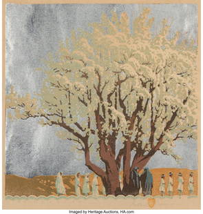 Gustave Baumann (American, 1881-1971) Procession: Gustave Baumann (American, 1881-1971) Processional, 1930 Woodcut in colors with silver leaf on paper 13 x 12-7/8 inches (33.0 x 32.7 cm)