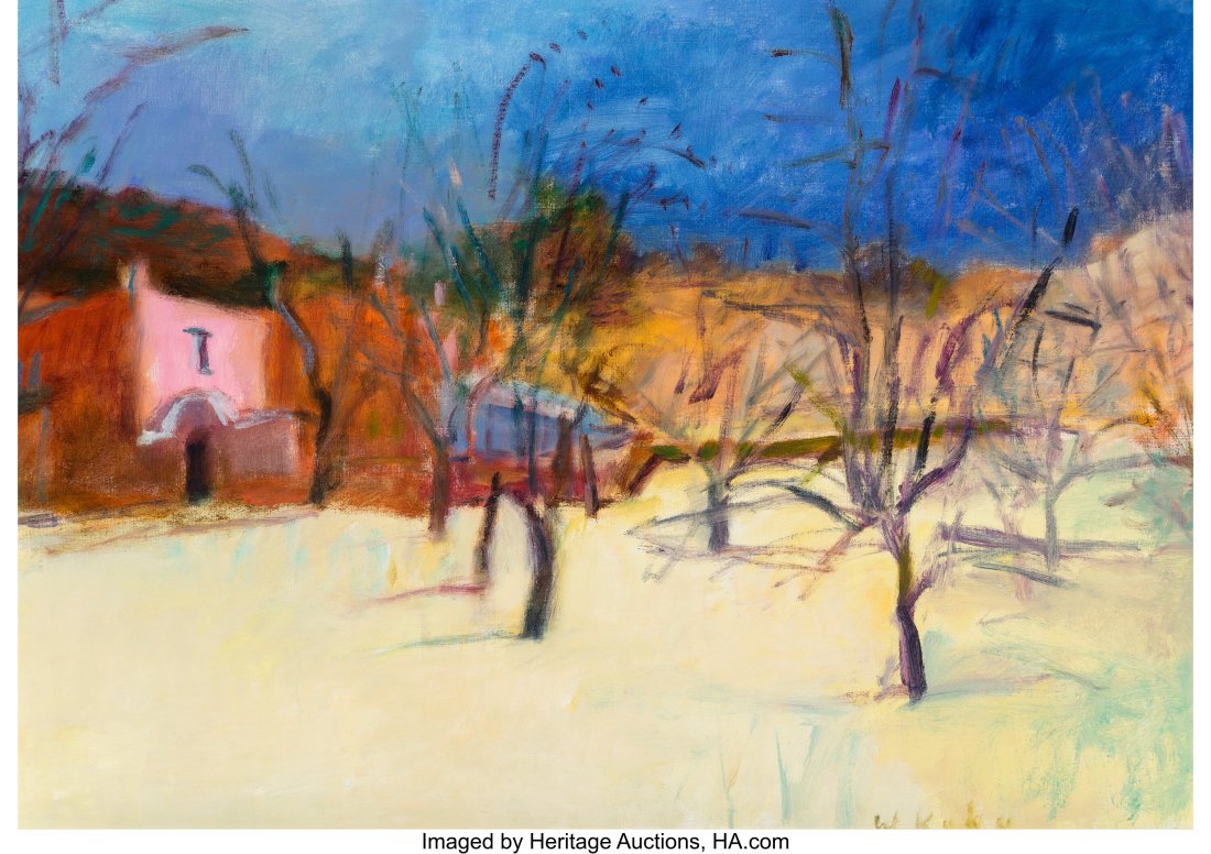 Wolf Kahn (American, 1927-2020) The Randall Dave: Wolf Kahn (American, 1927-2020) The Randall Davey Orchard in Spring, 1988 Oil on canvas 24 x 34 inches (61.0 x 86.4 cm) Signed lower right: W&period