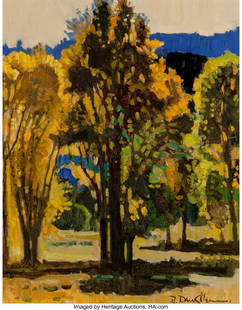 67006: Robert Daughters (American, 1929-2013) Fall Grov: Robert Daughters (American, 1929-2013) Fall Grove Oi on canvas 14 x 12 inches (35.6 x 30.5 cm) Signed lower right: R. Daughters Titled on the