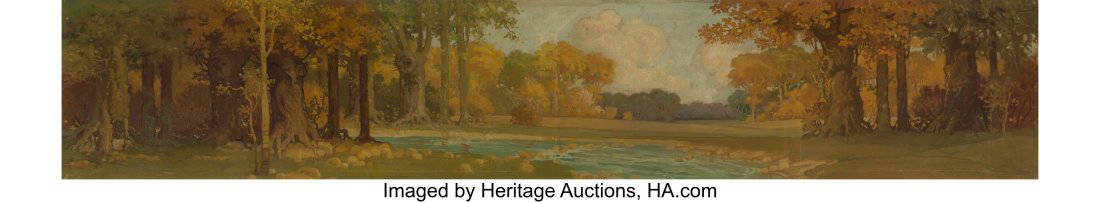 Ernest Martin Hennings (American, 1886-1956) Ope: Ernest Martin Hennings (American, 1886-1956) Open Clearing Oil on canvas 18 x 93 inches (45.7 x 236.2 cm) Signed lower right: E. Martin Hennings PROVENANCE: Elizabeth Rould, Woodbury, Minnesota;
