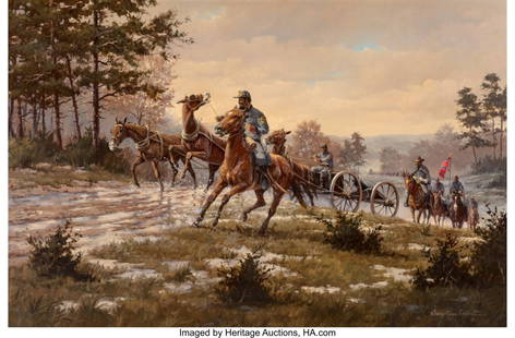 Gary Lynn Roberts (American, b. 1953) The Cavalr: Gary Lynn Roberts (American, b. 1953) The Cavalry Oil on canvas 40 x 60 inches (101.6 x 152.4 cm) Signed lower right: Gary Lynn Roberts Initialed