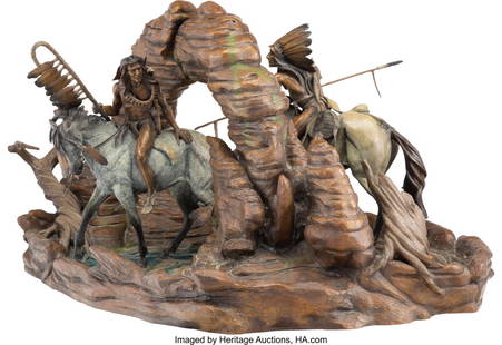 Vic Payne (American, b. 1960) Where the Buffalo: Vic Payne (American, b. 1960) Where the Buffalo Roam (small fountain), 2003 Bronze with reddish brown patina and polychrome 26 inches (66.0 cm)