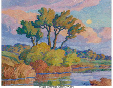 67020: Birger Sandzén (American, 1871-1954) Twilight, : Birger Sandzén (American, 1871-1954) Twilight, 1941 Oil on canvas 22-1/4 x 28-1/4 inches (56.5 x 71.8 cm) Signed lower right: Birger