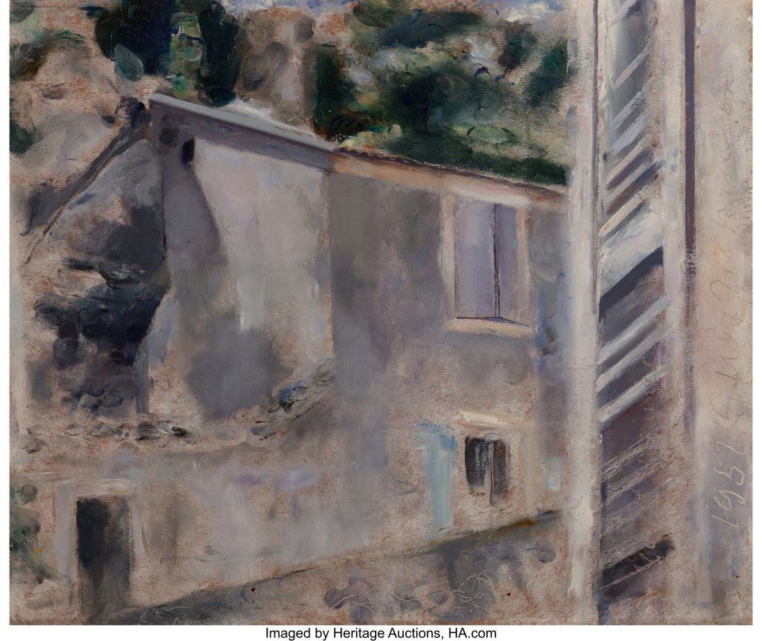 Edwin Walter Dickinson (American, 1891-1978) Hou: Edwin Walter Dickinson (American, 1891-1978) House, Montignac, 1952 Oil on Masonite 12-3/4 x 15 inches (32.4 x 38.1 cm) Incised with signature&c