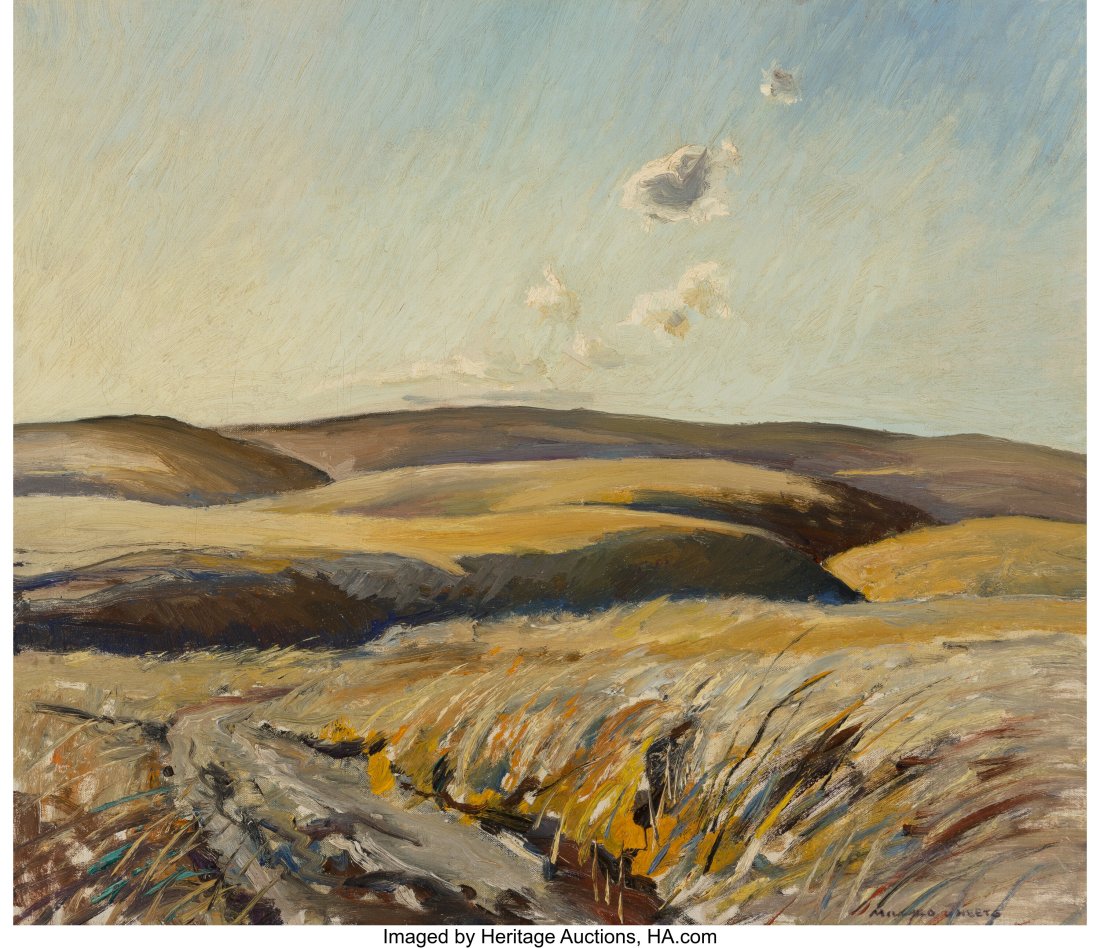 Millard Sheets (American, 1907-1989) On the Mesa: Millard Sheets (American, 1907-1989) On the Mesa, West Los Angeles Wheatfield Oil on canvas 24 x 28 inches (61.0 x 71.1 cm) Signed lower right: Mill