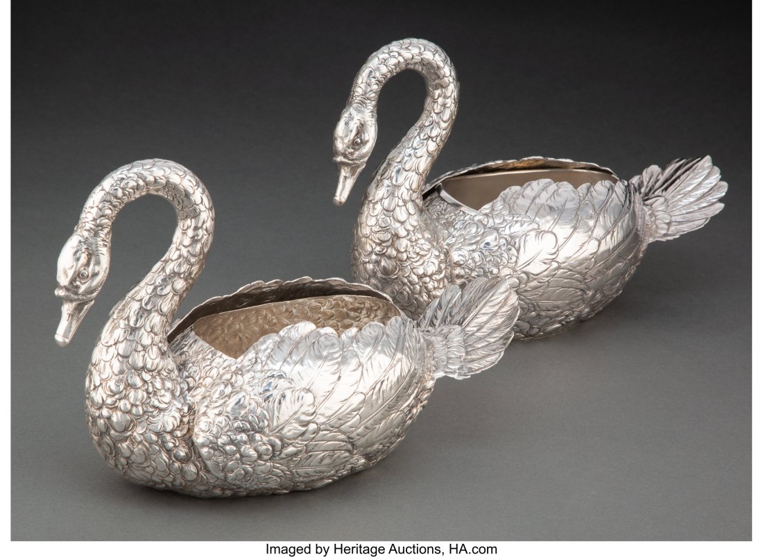 Two German Hanau Silver Articulated Swan-Form Ja (1 of 5)