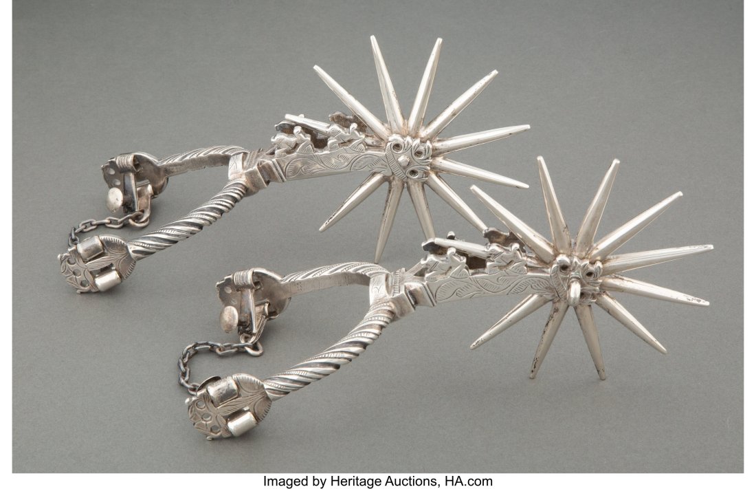A Pair of William Spratling Silver Spurs, Taxco, (1 of 5)