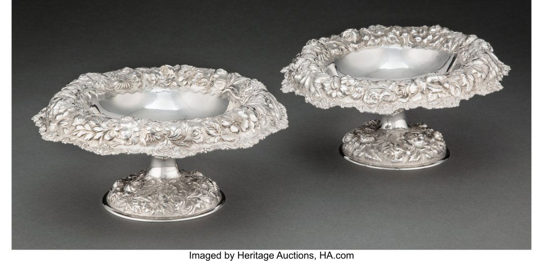 A Pair of Stieff Rose Pattern Silver Chased Repo (1 of 6)