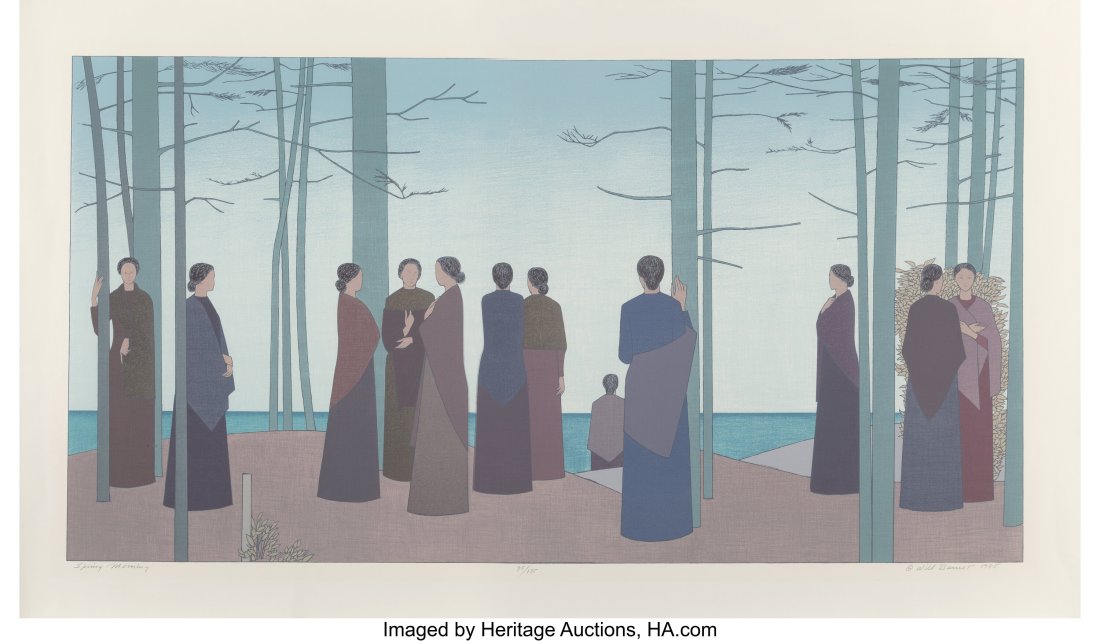 Will Barnet (American, 1911-2012) Spring Morning: Will Barnet (American, 1911-2012) Spring Morning, 1985 Serigraph in colors on paper 34-3/4 x 59-1/4 inches (88.3 x 150.5 cm) (sheet) Ed. 95/175 Signed, titled, dated, and annotated in pencil to lower