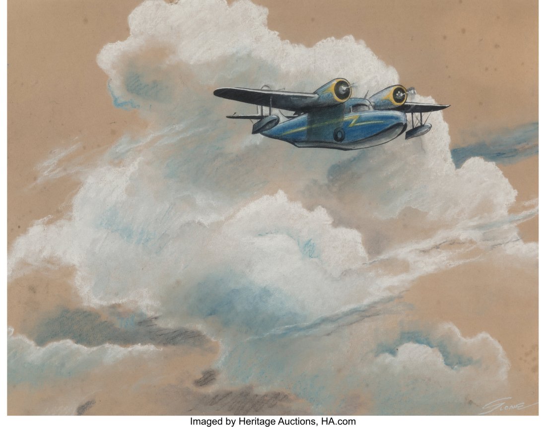 Eric (E. J. Hinrichs) Sloane (American, 1905-198: Eric (E. J. Hinrichs) Sloane (American, 1905-1985) Out of the Clouds Pastel on paper 14 x 18-1/4 inches (35.6 x 46.4 cm) (sight