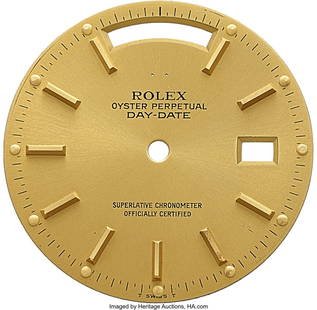 Rolex Champagne Day-Date (President) Tritium Dia: Rolex Champagne Day-Date (President) Tritium Dial for Ref. 18038 sans Coronet Lot is accompanied by a Rolex tin and dial sleeve. 