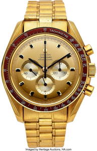 54101&colon; Omega&comma; Very Rare And Important Gold Speedmaster 