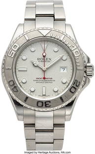 Rolex, Oyster Perpetual Yacht-Master, Ref. 16622: Rolex, Oyster Perpetual Yacht-Master, Ref. 16622, Stainless Steel and Platinum, circa 2002 Case: 40 mm, stainless steel with bi-directional platinum