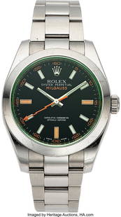 Rolex, Steel Oyster Perpetual Milgauss, Ref. 116: Rolex, Steel Oyster Perpetual Milgauss, Ref. 116400V Case: 40 mm, stainless steel, three body, screw back signed Rolex Oyster Milgauss, special