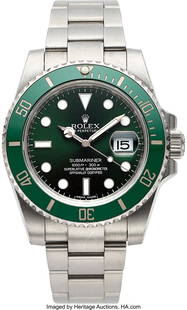 Rolex, Oyster Perpetual Submariner "Hulk", Ref.: Rolex, Oyster Perpetual Submariner "Hulk", Ref. 116610V, circa 2011 Case: 40 mm, stainless steel, three-piece case, screwback, with ceramic