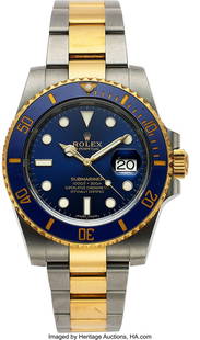Rolex, Steel And Gold Submariner, Ref. 116613LB,: Rolex, Steel And Gold Submariner, Ref. 116613LB, Full Set, circa 2015 Case: 40 mm, stainless steel and 18k gold, three body, blue and gold