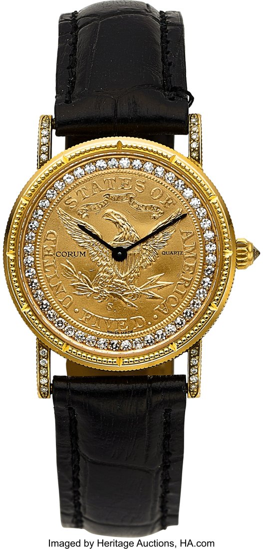 Corum, Gold And Diamond Five Dollar Coin Wristwa (1 of 3)