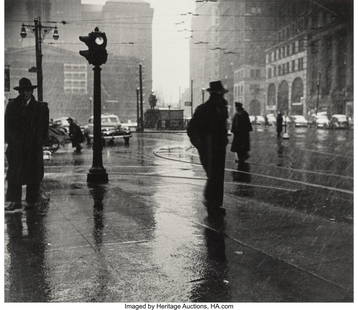 73341: Arthur Leipzig (American, 1918-2014) Rain, 1945 : Arthur Leipzig (American, 1918-2014) Rain, 1945 Gelatin silver print, printed later 9-7/8 x 11-3/8 inches (25.1 x 28.9 cm) (image)