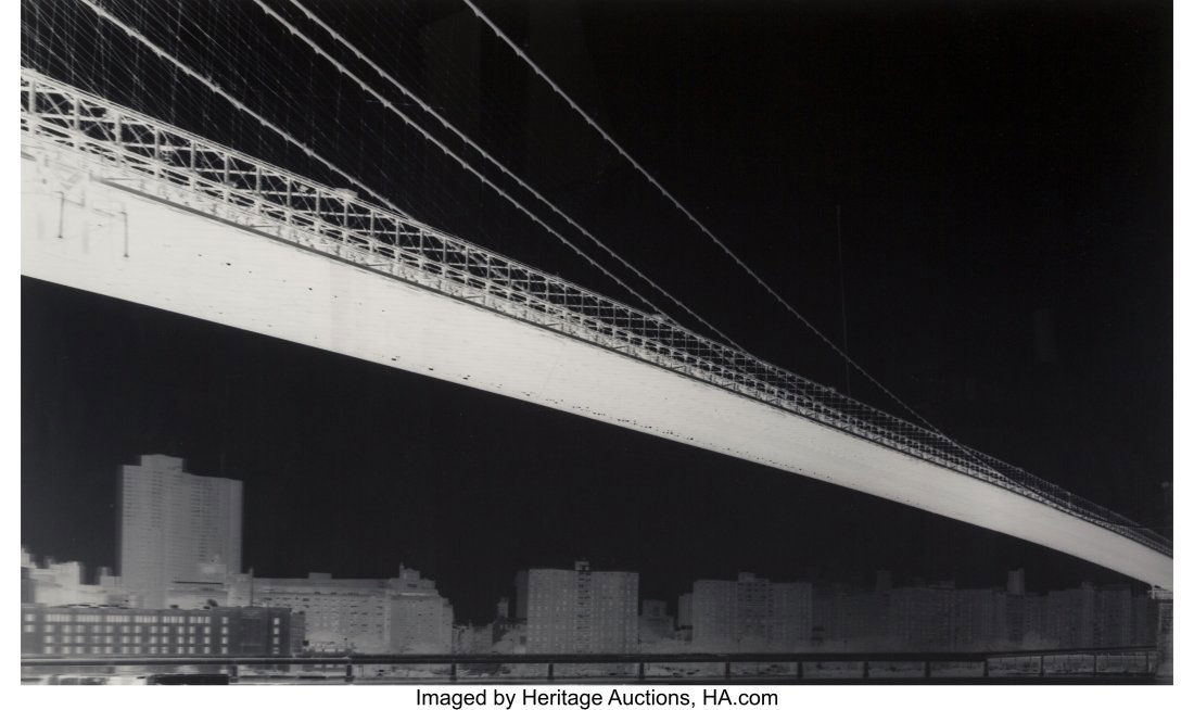 Vera Lutter (German, 1960) Fulton Landing, 1996: Vera Lutter (German, 1960) Fulton Landing, 1996 Unique oversized gelatin silver print 29 x 49-1/4 inches (73.7 x 125.1 cm) (image/sheet) Signed, titled, and dated in pencil, verso. PROVENANCE: Gagosia