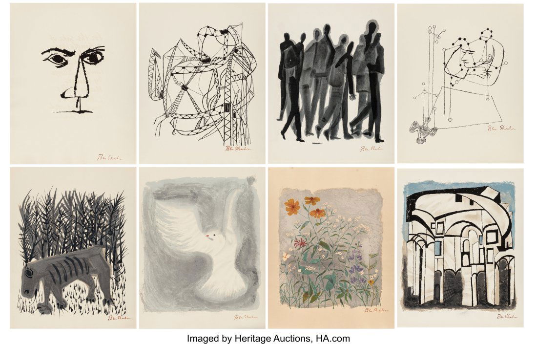 Ben Shahn (1898-1969) For the Sake of a Single V: Ben Shahn (1898-1969) For the Sake of a Single Verse, 1968 24 lithographs in colors on Richard de Bas handmade paper 22-1/4 x 17-1/2 inches (56.5 x 44.5 cm&r