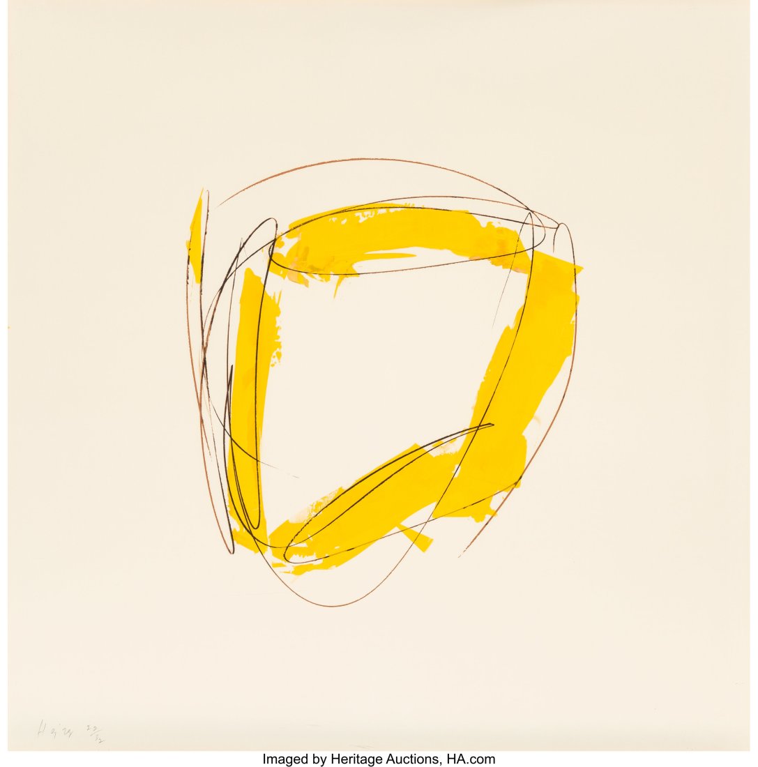 Michael Heizer (b. 1944) Untitled, from Lashonda: Michael Heizer (b. 1944) Untitled, from Lashonda, 1975 Screenprint with hand coloring on paper 41-1/2 x 41-1/2 inches (105.4 x 105.4 cm) &l