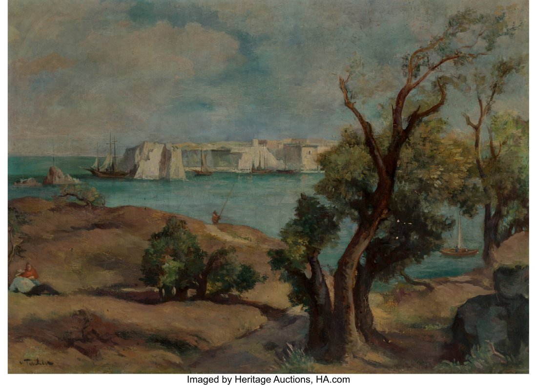 Victor Tischler (Austrian, 1890-1951) View of Co: Victor Tischler (Austrian, 1890-1951) View of Corsica Oil on canvas 28 x 39 inches (71.1 x 99.1 cm) Signed lower left: V. Tischler PROVENANCE&colon