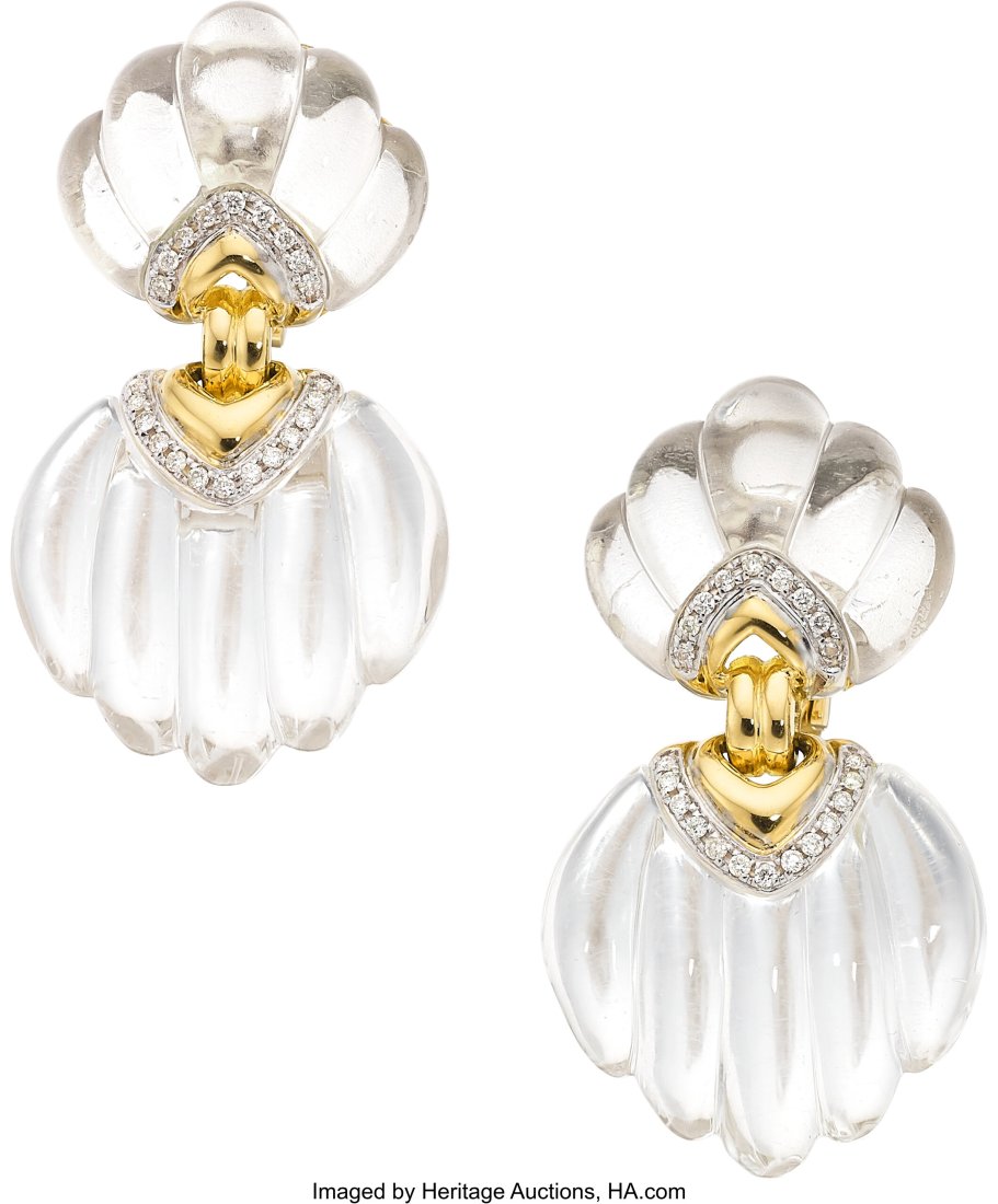 Diamond, Rock Crystal Quartz, Gold Earrings  Sto (1 of 2)