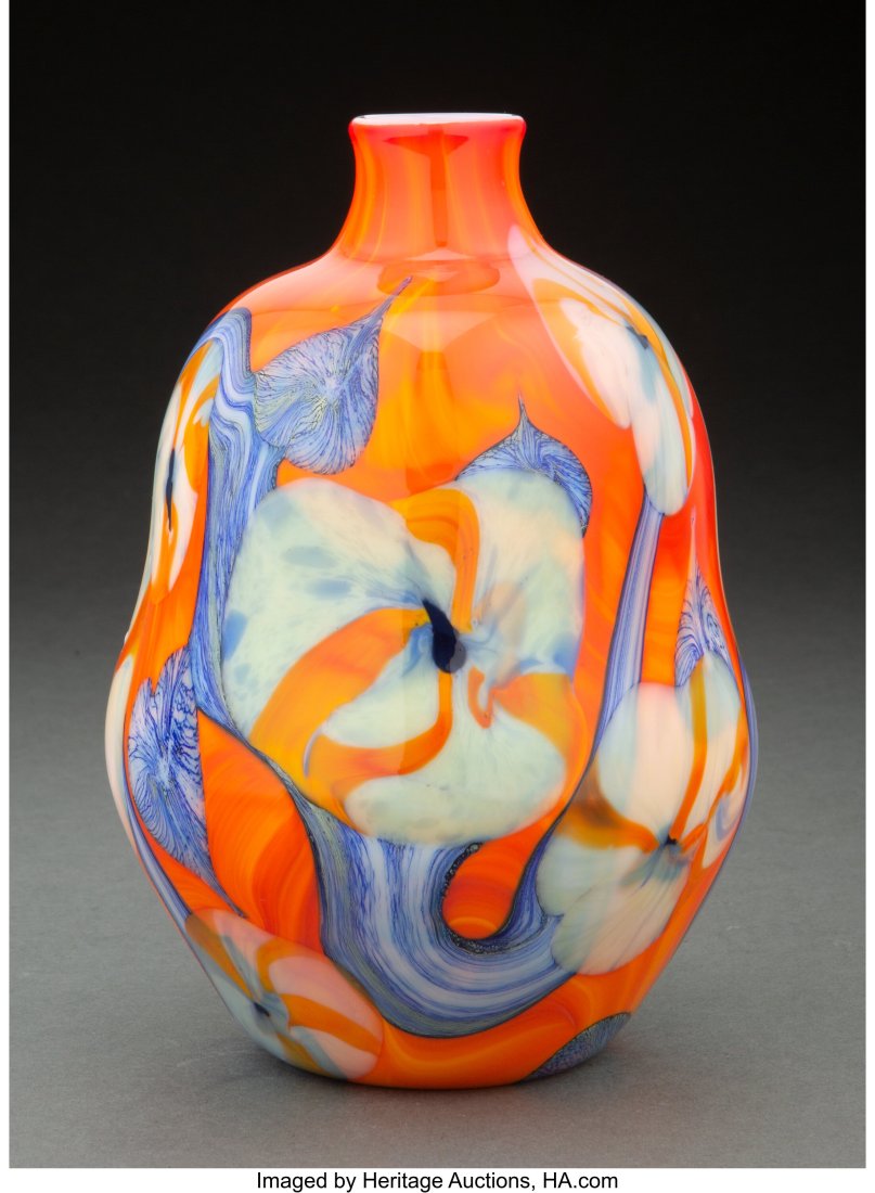 A George Thiewes Glass Vase, circa 1970 8 x 5-1/: A George Thiewes Glass Vase, circa 1970 8 x 5-1/4 inches (20.3 x 13.3 cm) HID03101062020 © 2022 Heritage Auctions | Al