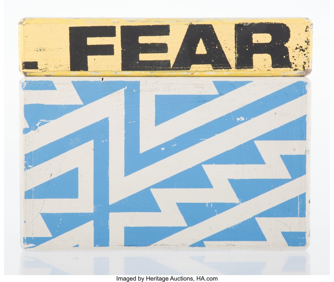 FAILE (b. 1975) Untitled (two works), early 21st: FAILE (b. 1975) Untitled (two works), early 21st century Acrylic on wood 2 x 10 x 2 inches (5.1 x 25.4 x 5.1 cm) (smaller) 6 x