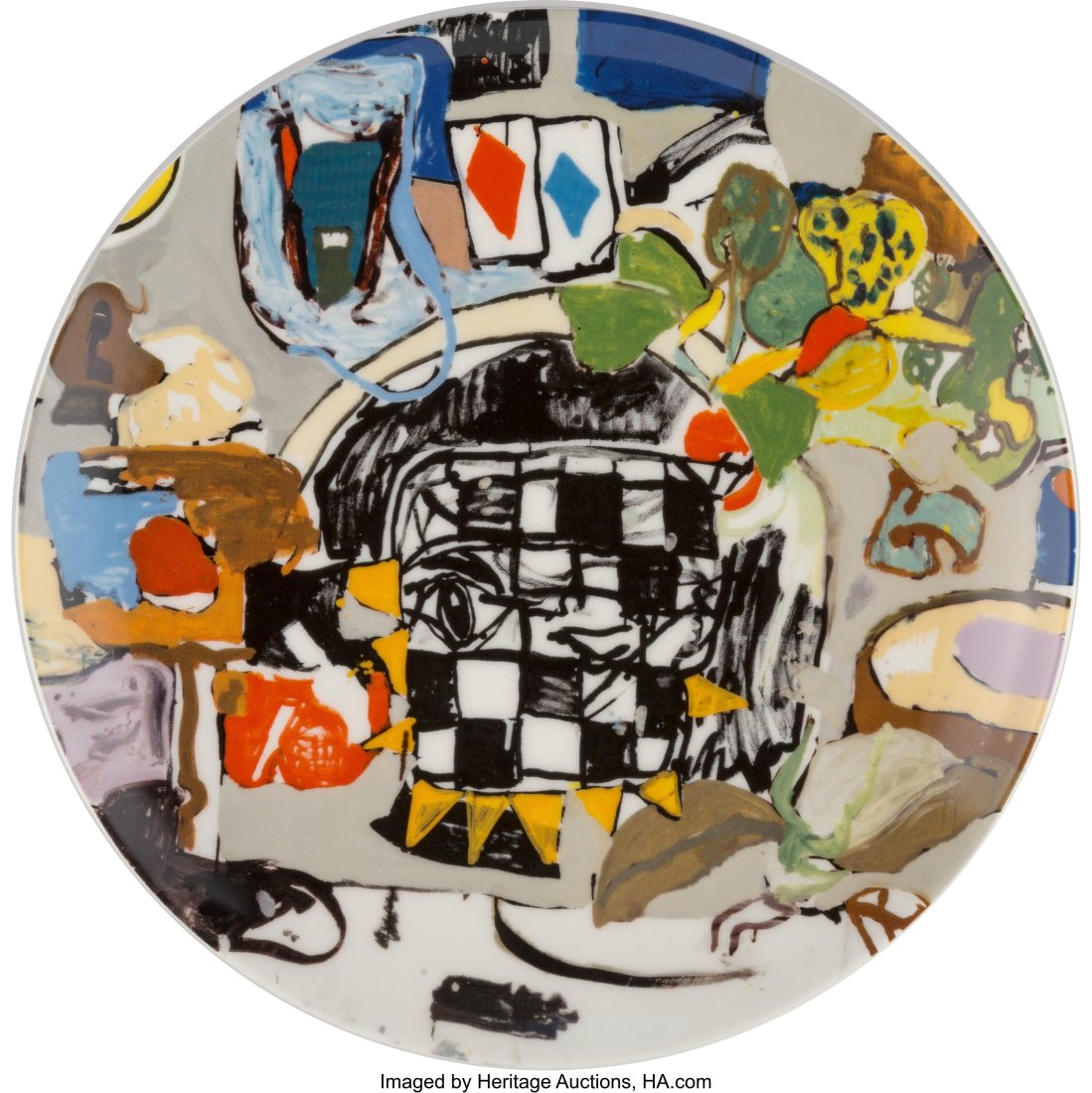 Eddie Martinez (b. 1977) The Deal, 2020 Fine bon: Eddie Martinez (b. 1977) The Deal, 2020 Fine bone china 10-3/4 inches (27.3 cm) diameter Ed. of 175 Stamped on reverse of plate Produced by Coalition