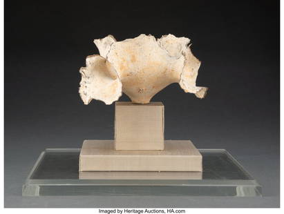 32058: Ursula Morley Price (b. 1936) Untitled (Ruffle F: Ursula Morley Price (b. 1936) Untitled (Ruffle Form) Stoneware 4 x 7 x 6 inches (10.2 x 17.8 x 15.2 cm) Stamped with artist's seal: M Pr