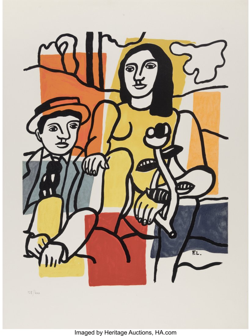 After Fernand Leger Le Couple, circa 1981 Litho: After Fernand Leger Le Couple, circa 1981 Lithograph in colors on Arches paper 31-1/2 x 23-1/2 inches (80 x 59.7 cm) (sheet) Ed. 128/600 Numbered in