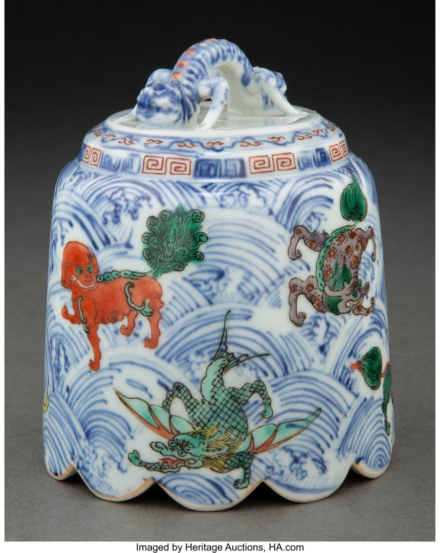 A Chinese Underglazed Blue and Wucai Porcelain B (1 of 3)