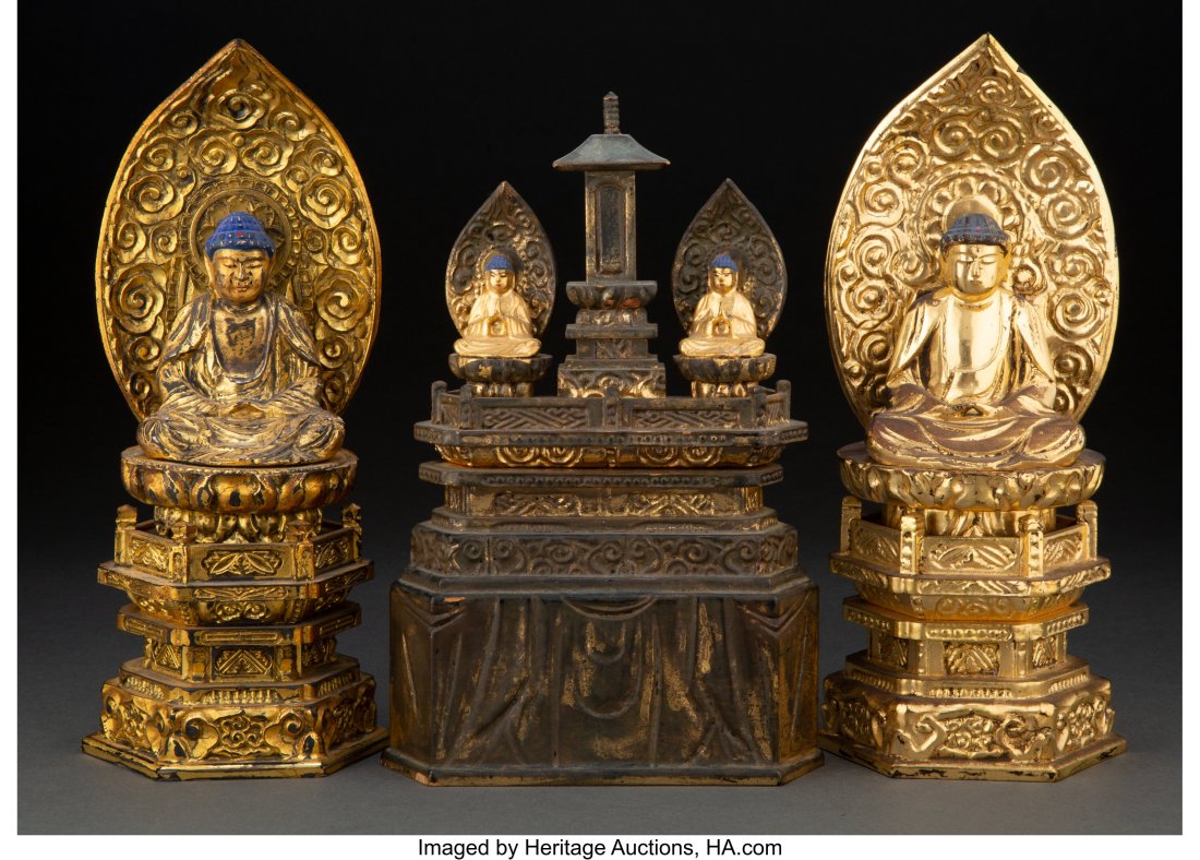 A Group of Three Japanese Giltwood Buddha Figure (1 of 2)