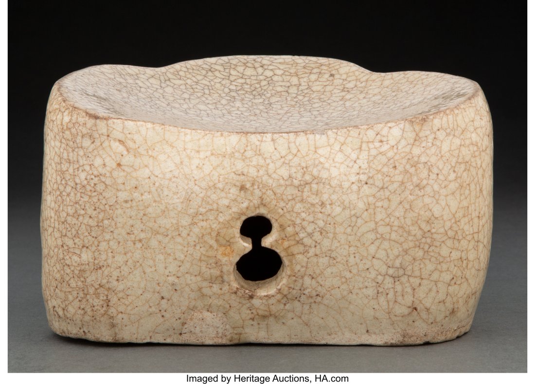 A Chinese Crackle Glazed Stoneware Pillow 4-1/4 (1 of 3)