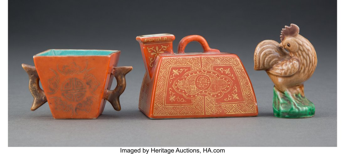 A Group of Three Chinese Porcelain Table Article (1 of 2)