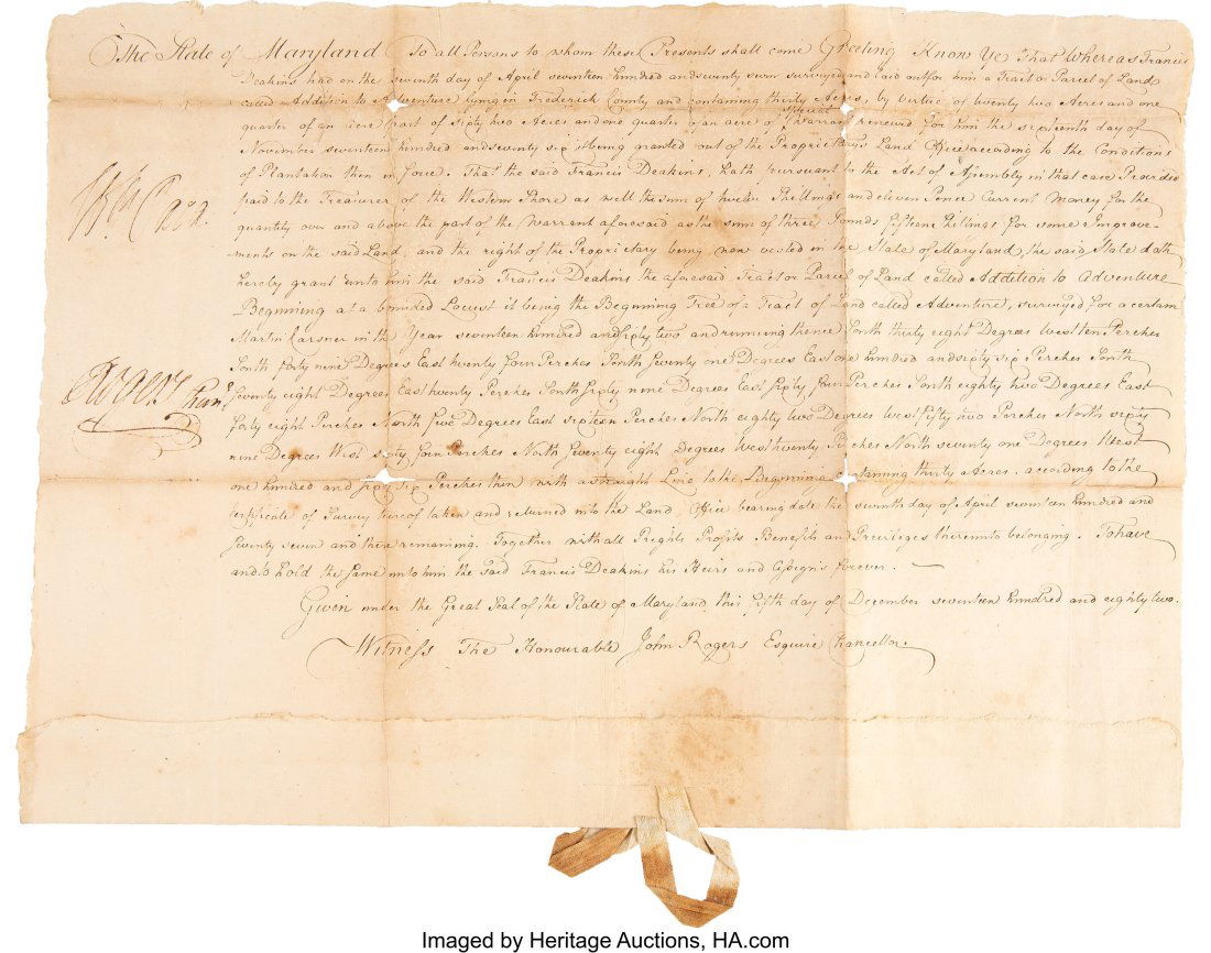 William Paca document signed ("Wm. Paca") as Gov (1 of 3)