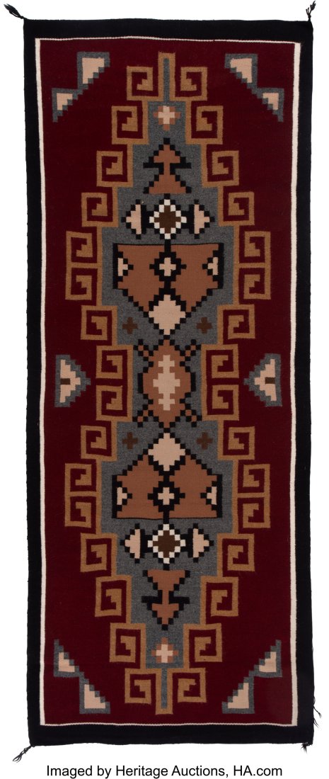 A Contemporary Navajo Runner c. 1990 commercia: A Contemporary Navajo Runner c. 1990 commercial wool yarn, aniline dyes Dimensions: 94 x 36 inches HID03101062020 © 2022 Heritage Auctions