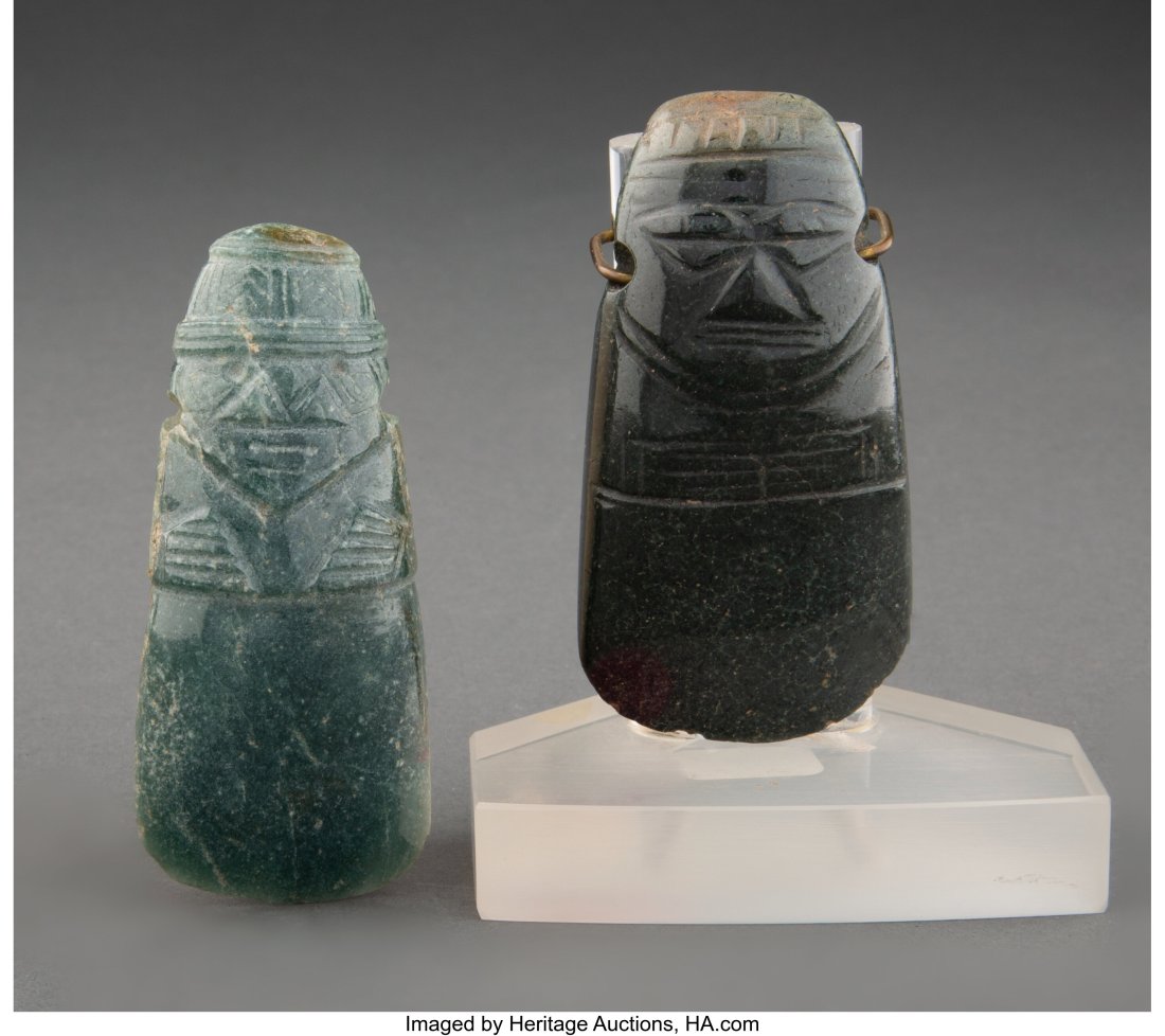 Two Costa Rica Axe God Celt Pendants Heights: 3: Two Costa Rica Axe God Celt Pendants Heights: 3 &frac14; to 3 &frac12; inches HID03101062020 © 2022 Heritage Auctions | All Righ