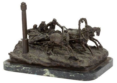 A RUSSIAN BRONZE FIGURAL GROUP AFTER VASSILI YAC: A RUSSIAN BRONZE FIGURAL GROUP AFTER VASSILI YACOVLEVICH GRACHEV: THE MILEPOST&nbs