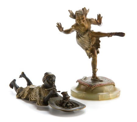 TWO VIENNESE COLD PAINTED FIGURAL BRONZES, ONE B: TWO VIENNESE COLD PAINTED FIGURAL BRONZES, ONE BY FRANZ BERGMANFranz Xavier Bergman, Vienn