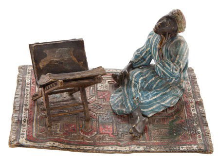 A VIENNESE COLD PAINTED FIGURAL BRONZE BY BERGMA: A VIENNESE COLD PAINTED FIGURAL BRONZE BY BERGMAN Franz Xavier Bergman, Vienna, Austr