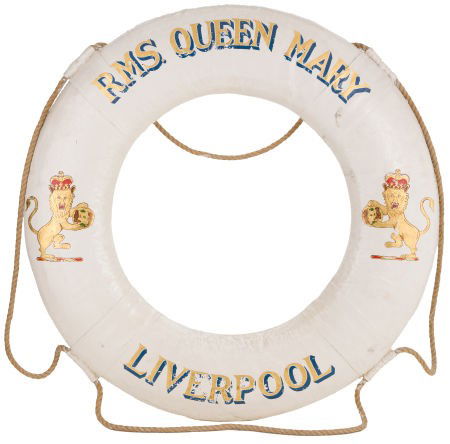 R.M.S. QUEEN MARY CEREMONIAL LIFE RING 30 inche: R.M.S. QUEEN MARY CEREMONIAL LIFE RING 30 inches diameter (76.2 cm)An extremely ra