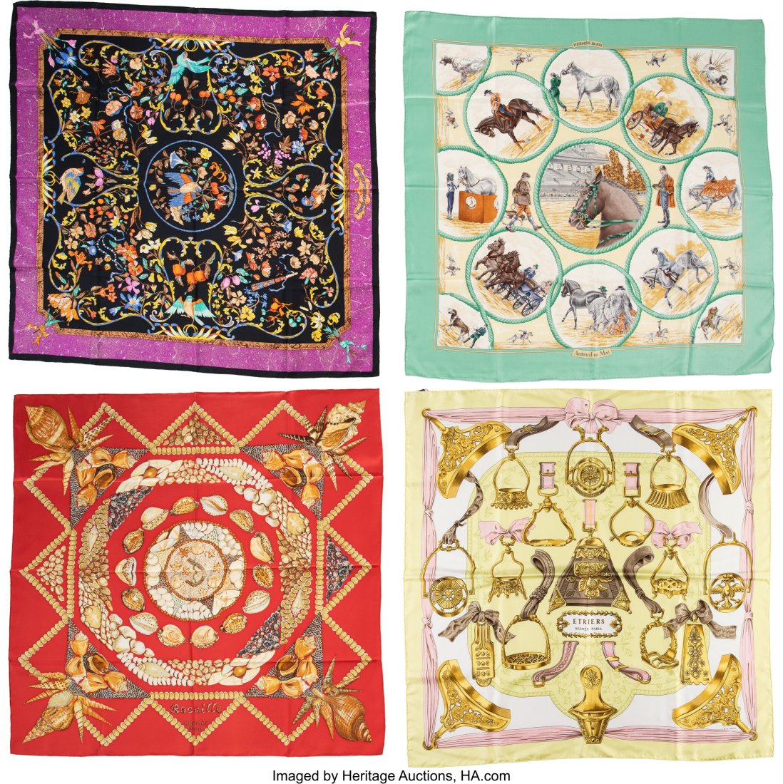 Hermès Set of Four: 90cm Silk Scarves Condition (1 of 1)