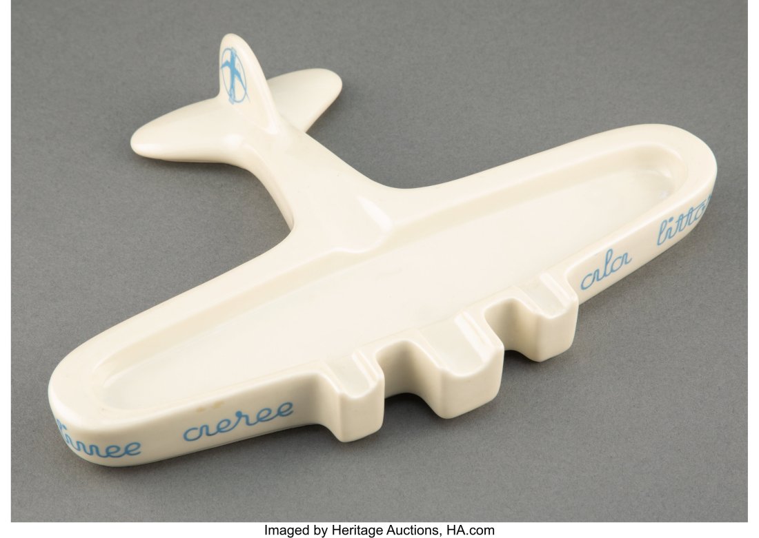 Gio Ponti (Italian, 1891-1979) Air Ala Littoria: Gio Ponti (Italian, 1891-1979) Air Ala Littoria Ashtray, 1939, Richard-Ginori Glazed porcelain 1-1/2 x 6-1/2 x 8-7/8 inches (3.8 x 16.5 x 22&